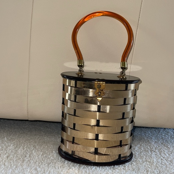 Dorset Rex Fifth Avenue 1950s Magic Weave Woven Metal Box Basket Purse Handbag - Picture 2 of 13